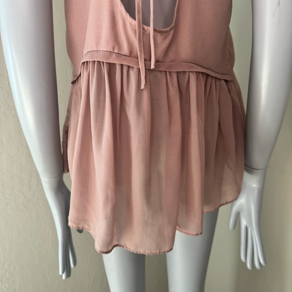 KIMCHI BLUE Sugar Plum Cami Peplum Top Silky Sheer Blush Pink Mauve Size Small - Picture 11 of 15